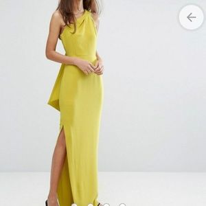Whistles Bethan One Shoulder Yellow Maxi Dress